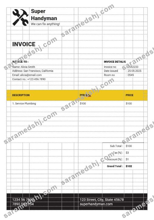 Handyman Services Invoice Template
